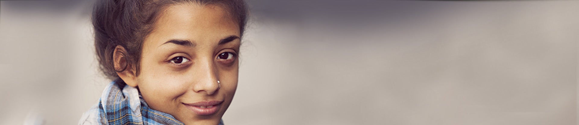 banner of girl looking into the camera