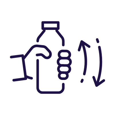 Bottle with arrows pointing up and down to shake before use