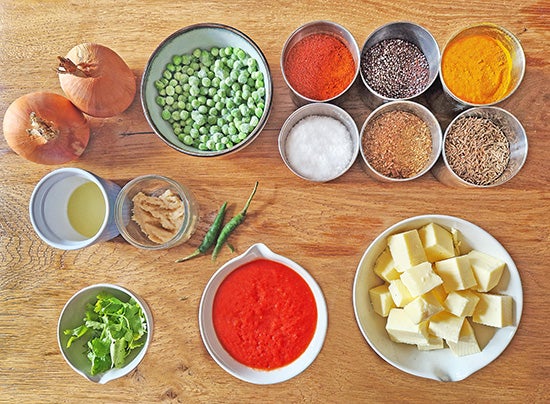 Mattar Paneer and rice