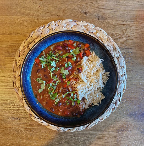 Vegan Bean Chilli and Rice