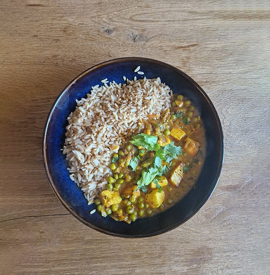 Mattar Paneer and Rice